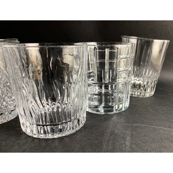Curated Set of 6 Unique Whiskey Glasses - Vintage Barware, Assorted Designs - Picture 3 of 7